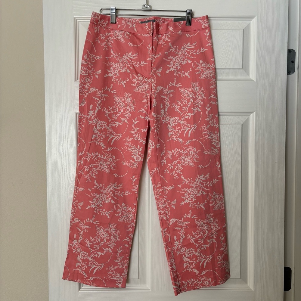 Ann Taylor Gramercy Fit Narrow Leg Floral Ankle Pants Pink/White Size 6 NWT